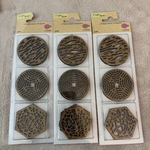 Lot Of 3 Packs Glitter Gold Shapes: Circles & Hexagon Shapes‎ Chipboard